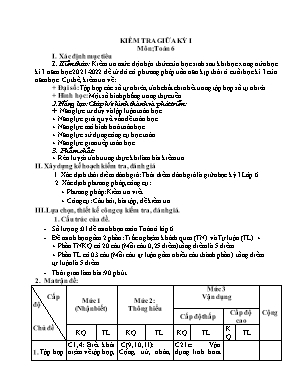 Đề thi giữa học kỳ I môn Toán Lớp 6 (Cánh diều) - Năm học 2021-2022 - Đề 1